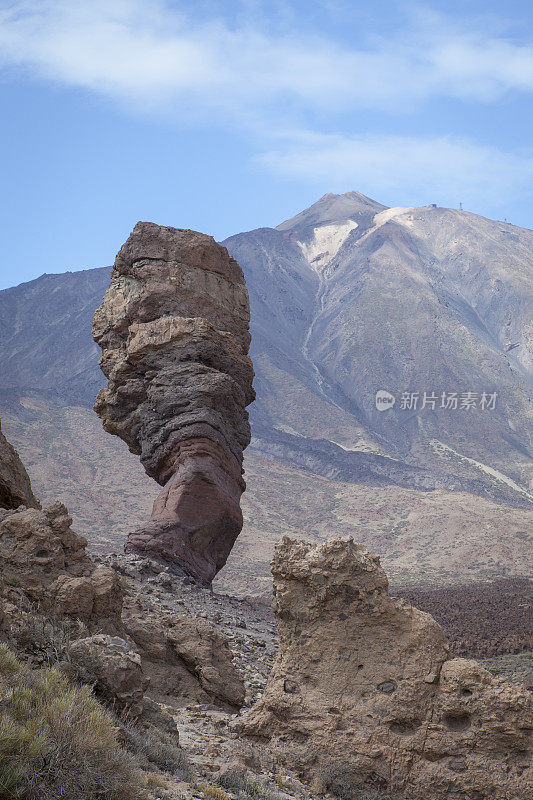 Roque Cinchado与Teide山的背景